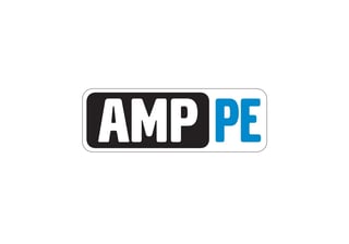AMPPE logo with black and white text on left side and blue text on right side